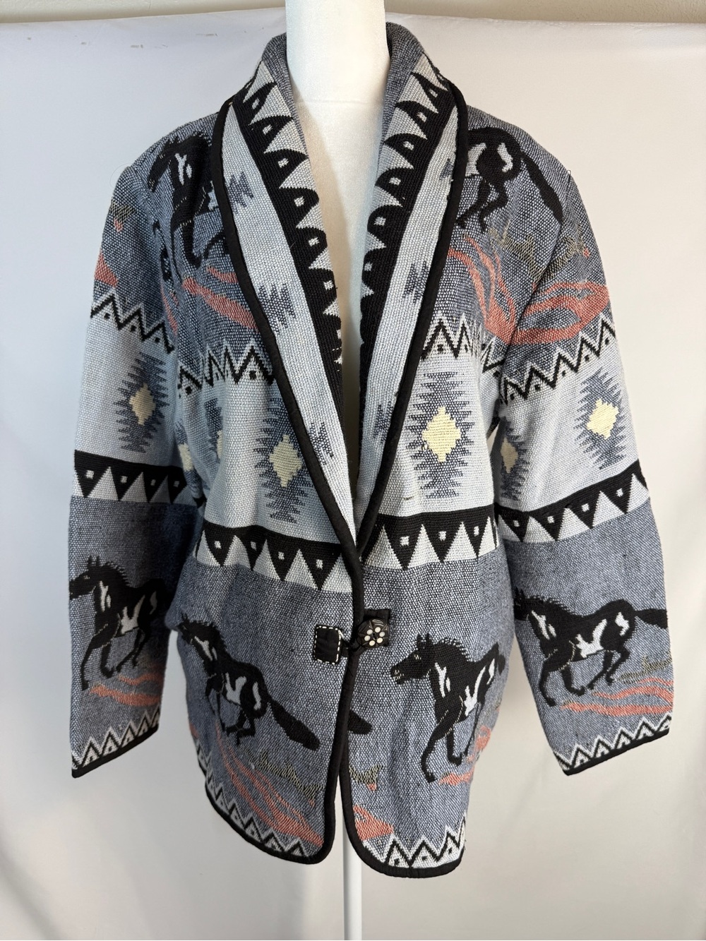 Vintage 90s Flashback Horse Southwestern Blanket Jacket